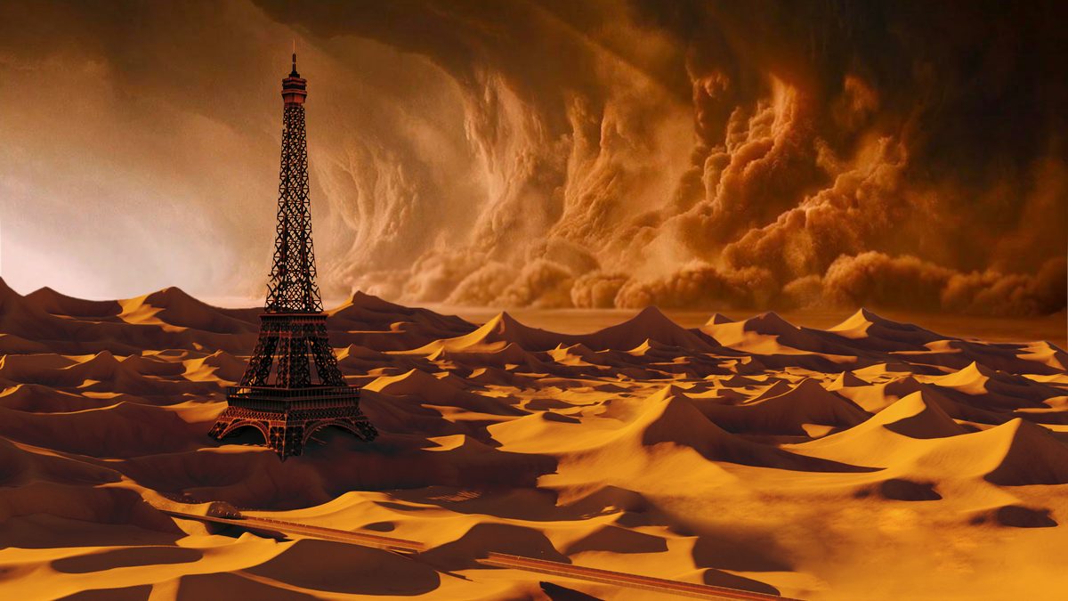 3D Blender Eiffel desierto