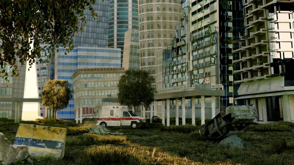 3D Blender ciudad postapocalíptica